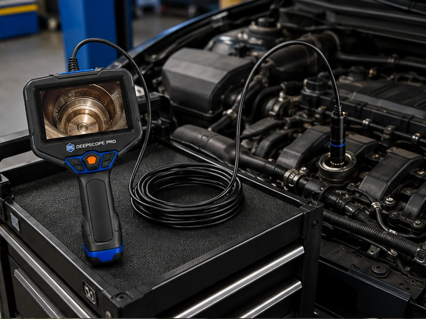 Sonda DeepScope Pro vložena do motoru