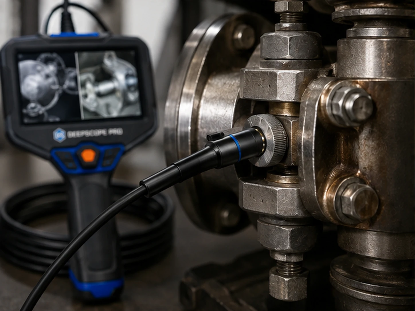Sonda DeepScope Pro svieti vo vnútri mechanického komponentu