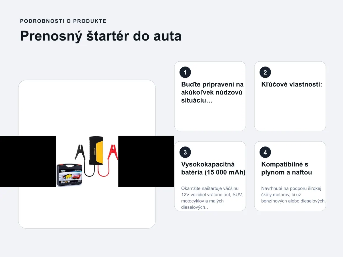 Podrobnosti o produkte: Prenosný štartér do auta