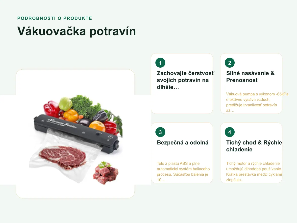 Podrobnosti o produkte: Vákuovačka potravín
