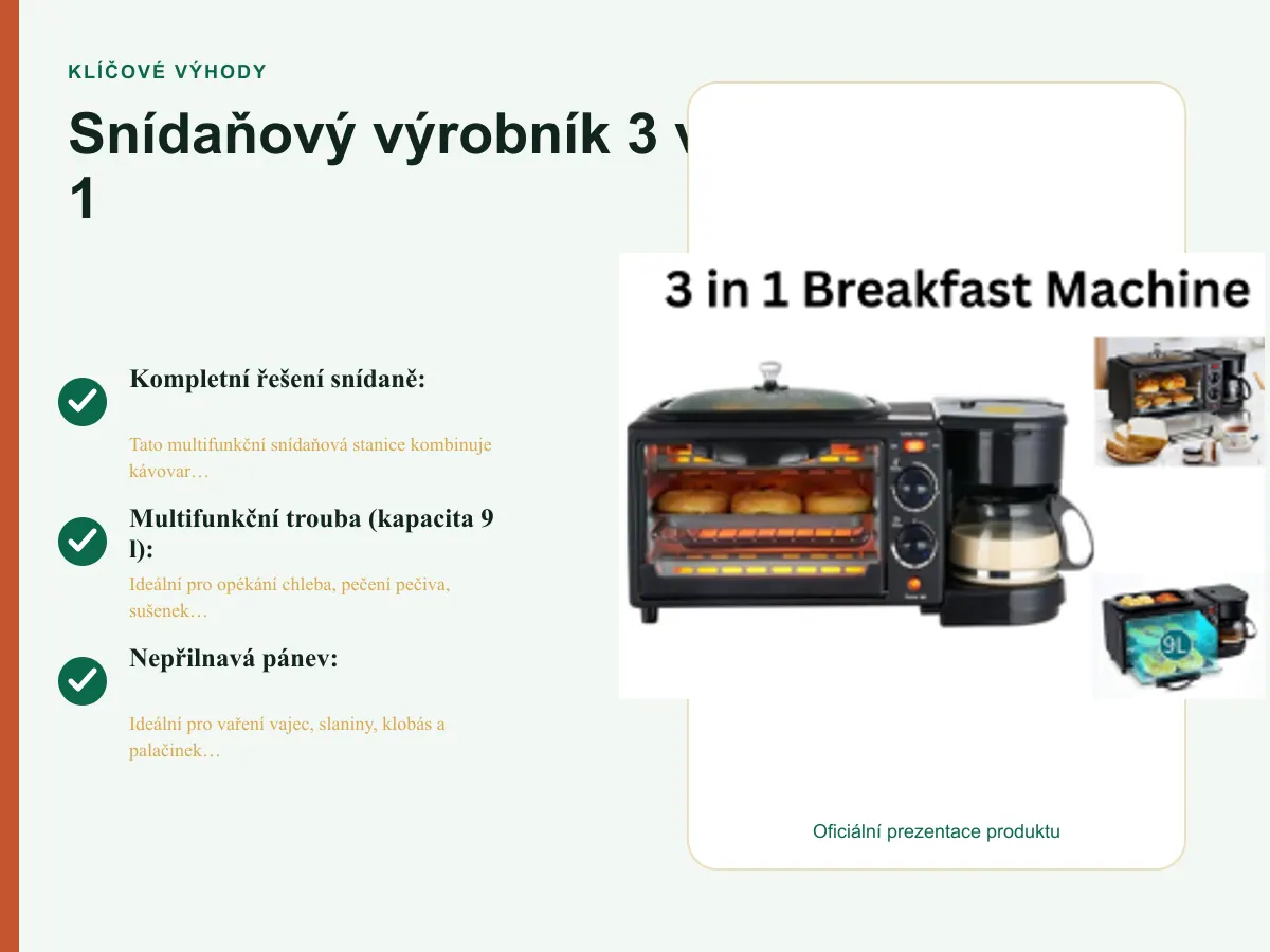 Klíčové výhody: Snídaňový výrobník 3 v 1