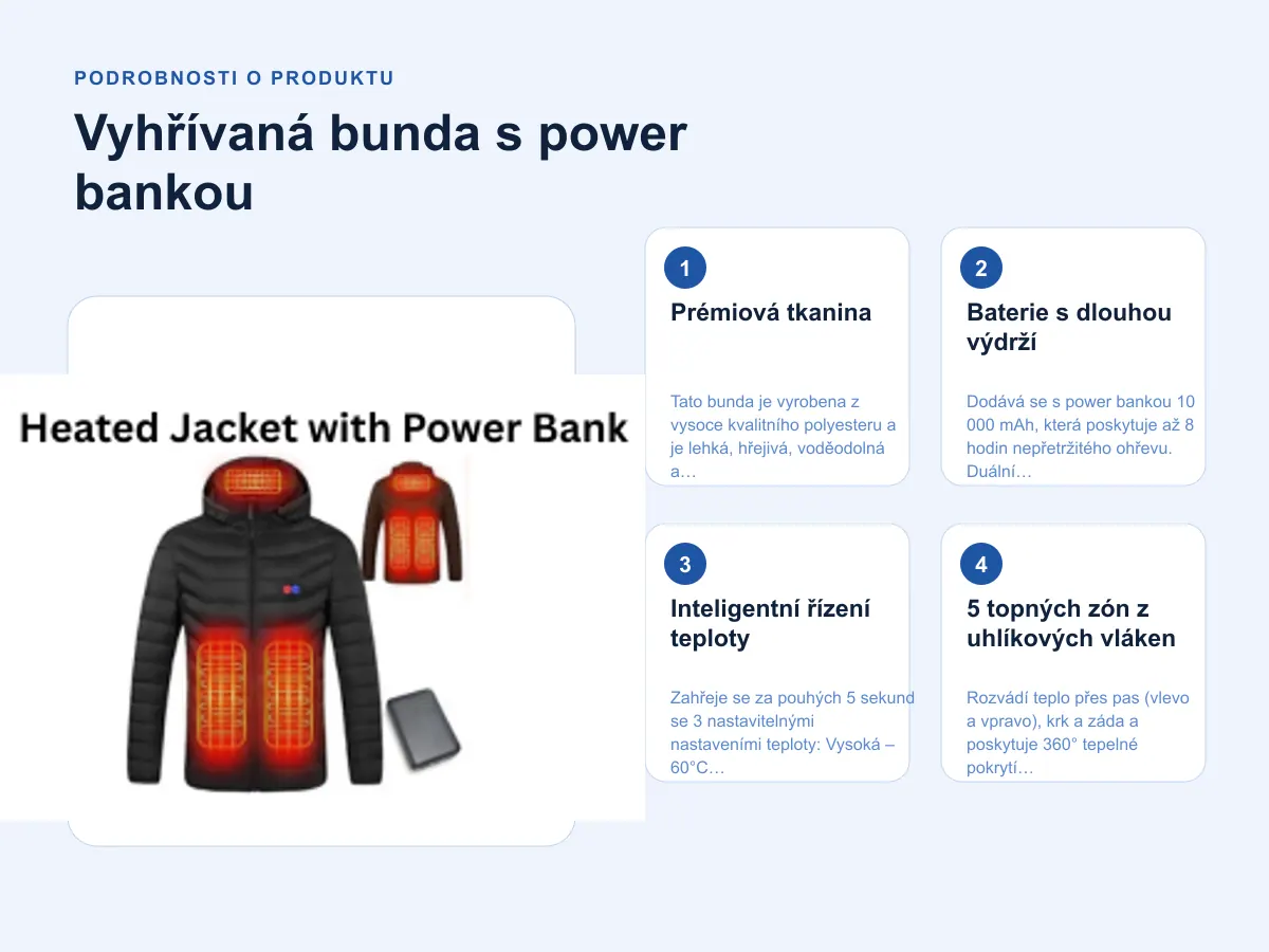 Podrobnosti o produktu: Vyhřívaná bunda s power bankou