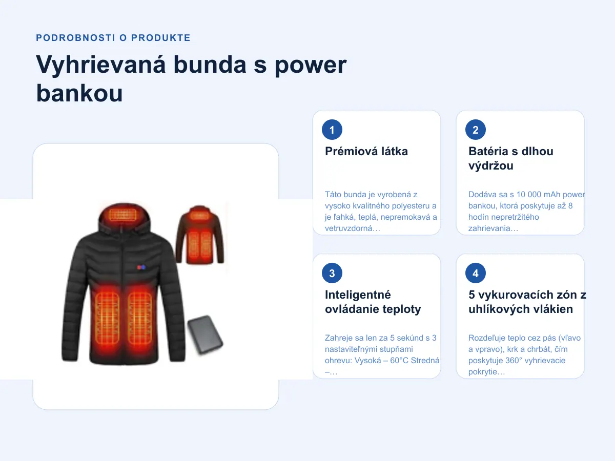 Podrobnosti o produkte: Vyhrievaná bunda s power bankou