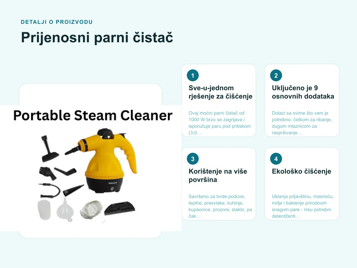 Detalji o proizvodu: Prijenosni parni čistač