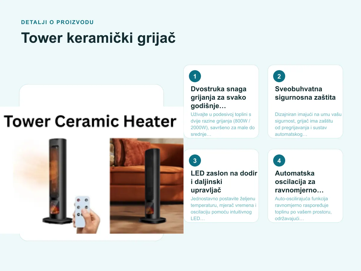 Detalji o proizvodu: Tower keramički grijač