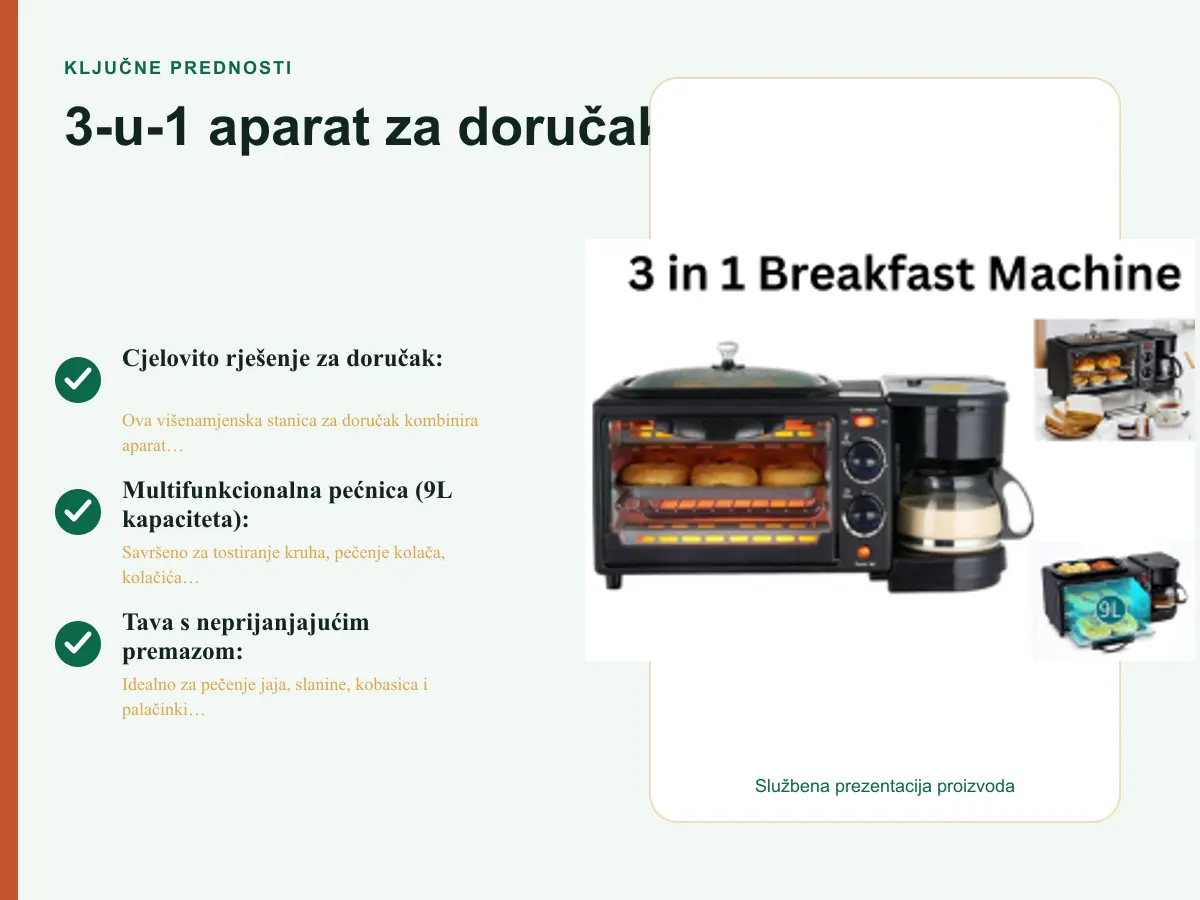 Ključne prednosti: 3-u-1 aparat za doručak
