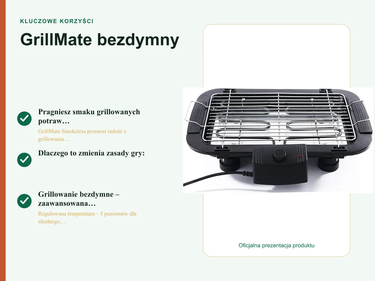 Kluczowe korzyści: GrillMate bezdymny