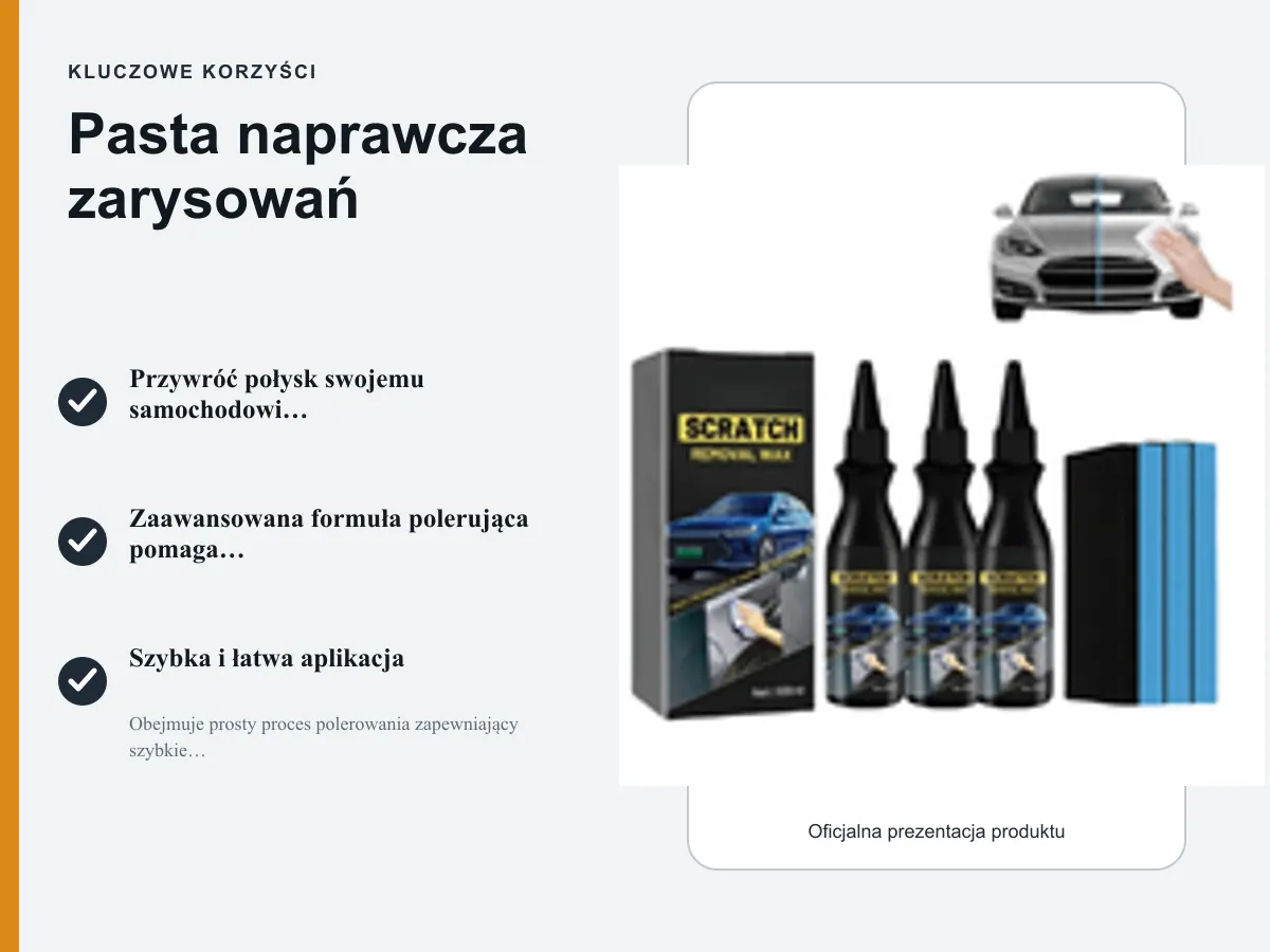 Kluczowe korzyści: Pasta naprawcza zarysowań