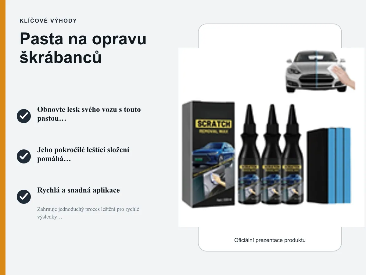 Klíčové výhody: Pasta na opravu škrábanců