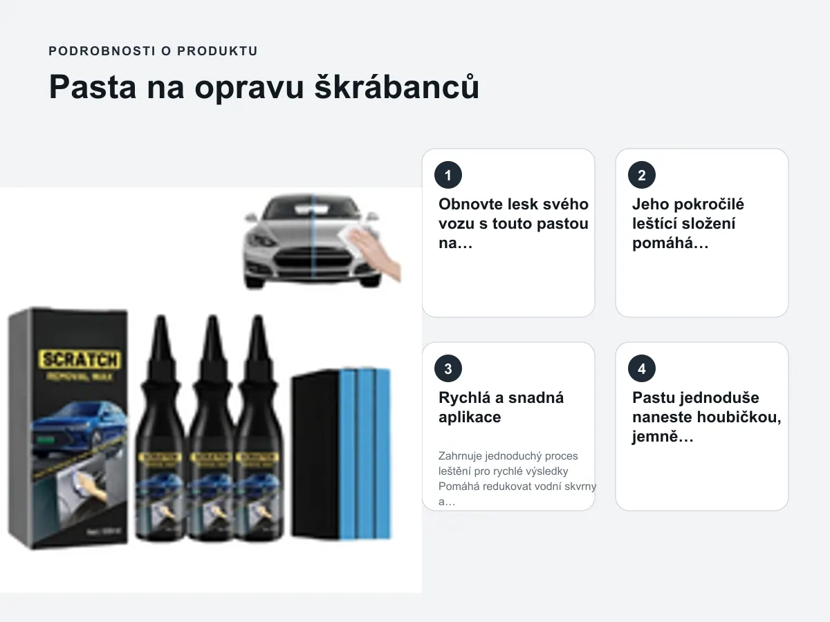 Podrobnosti o produktu: Pasta na opravu škrábanců