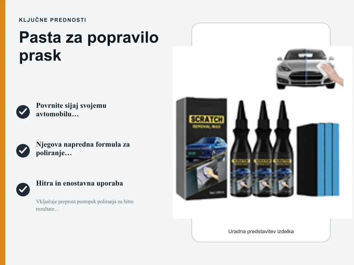 Ključne prednosti: Pasta za popravilo prask