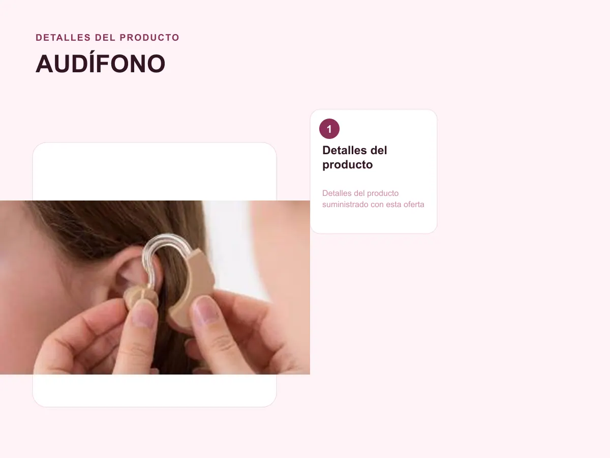 Detalles del producto: AUDÍFONO