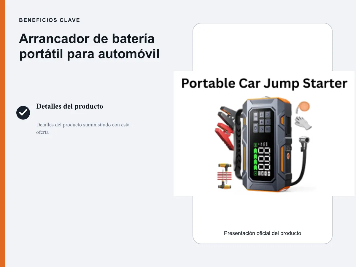 Beneficios clave: Arrancador de batería portátil para automóvil