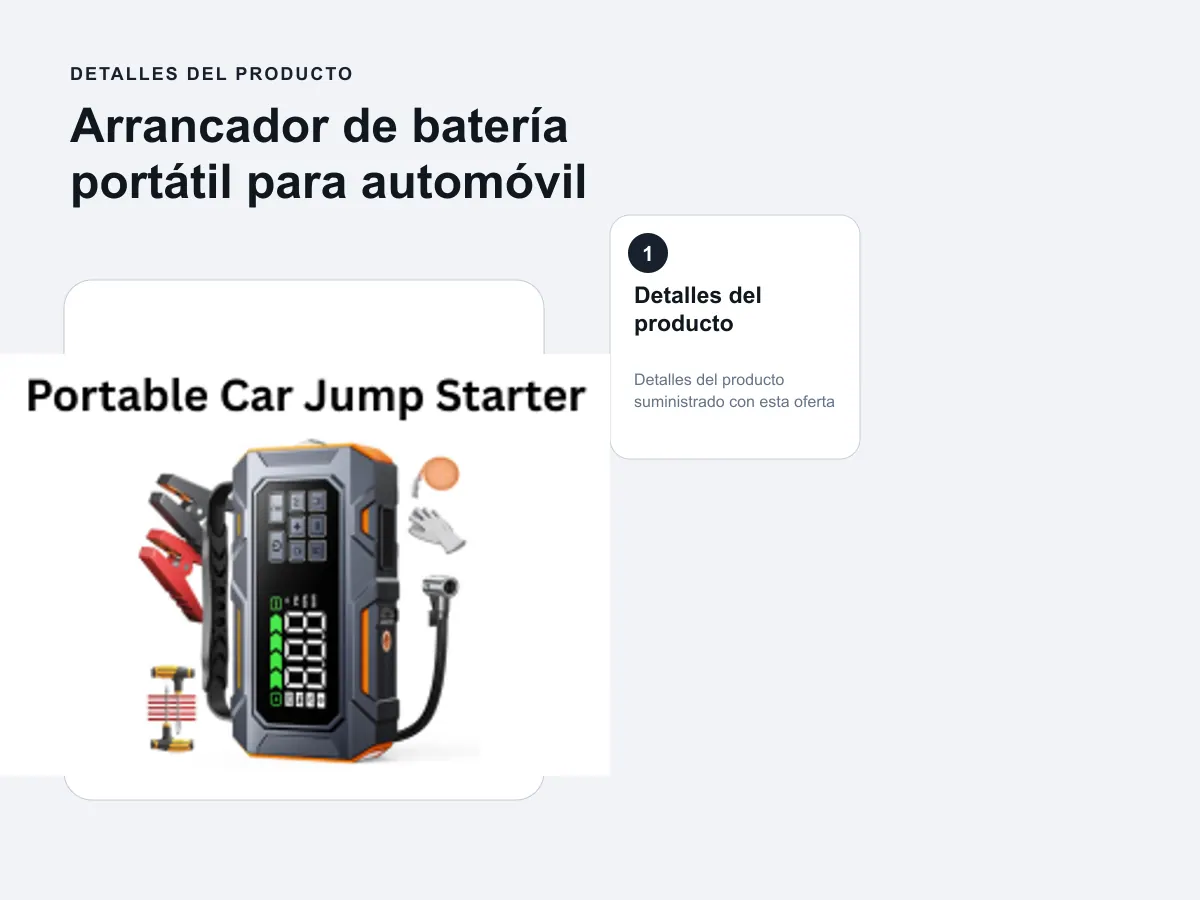 Detalles del producto: Arrancador de batería portátil para automóvil