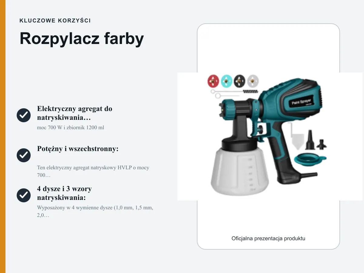 Kluczowe korzyści: Rozpylacz farby
