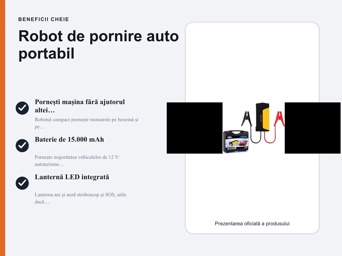 Beneficii cheie: Robot de pornire auto portabil