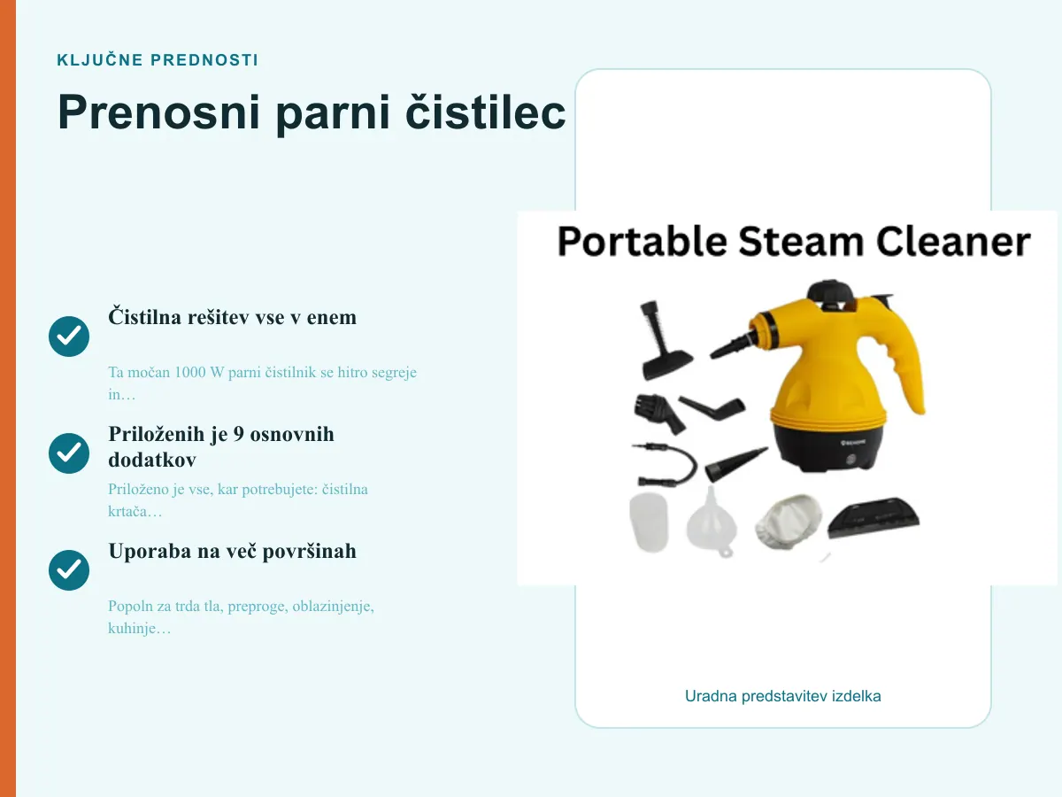 Ključne prednosti: Prenosni parni čistilec