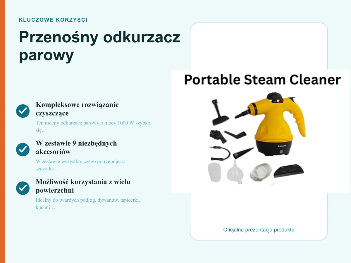 Kluczowe korzyści: Przenośny odkurzacz parowy