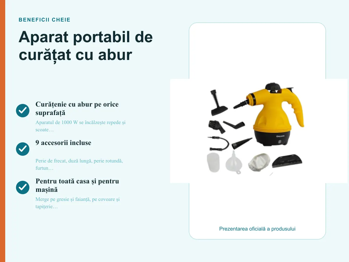 Beneficii cheie: Aparat portabil de curățat cu abur