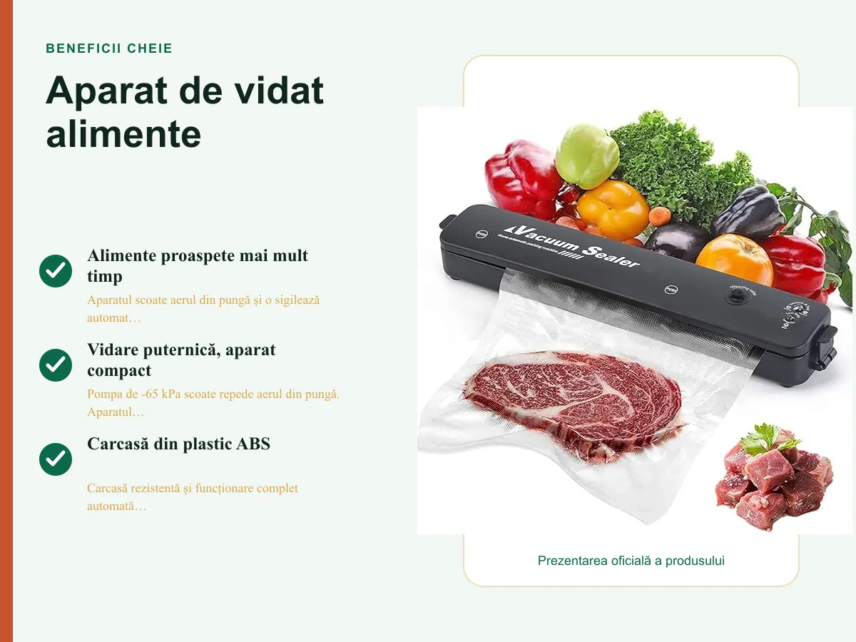 Beneficii cheie: Aparat de vidat alimente