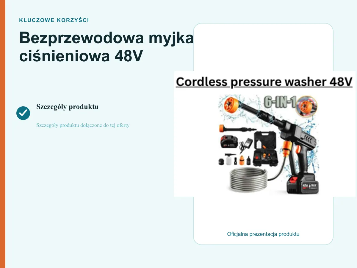Kluczowe korzyści: Bezprzewodowa myjka ciśnieniowa 48V