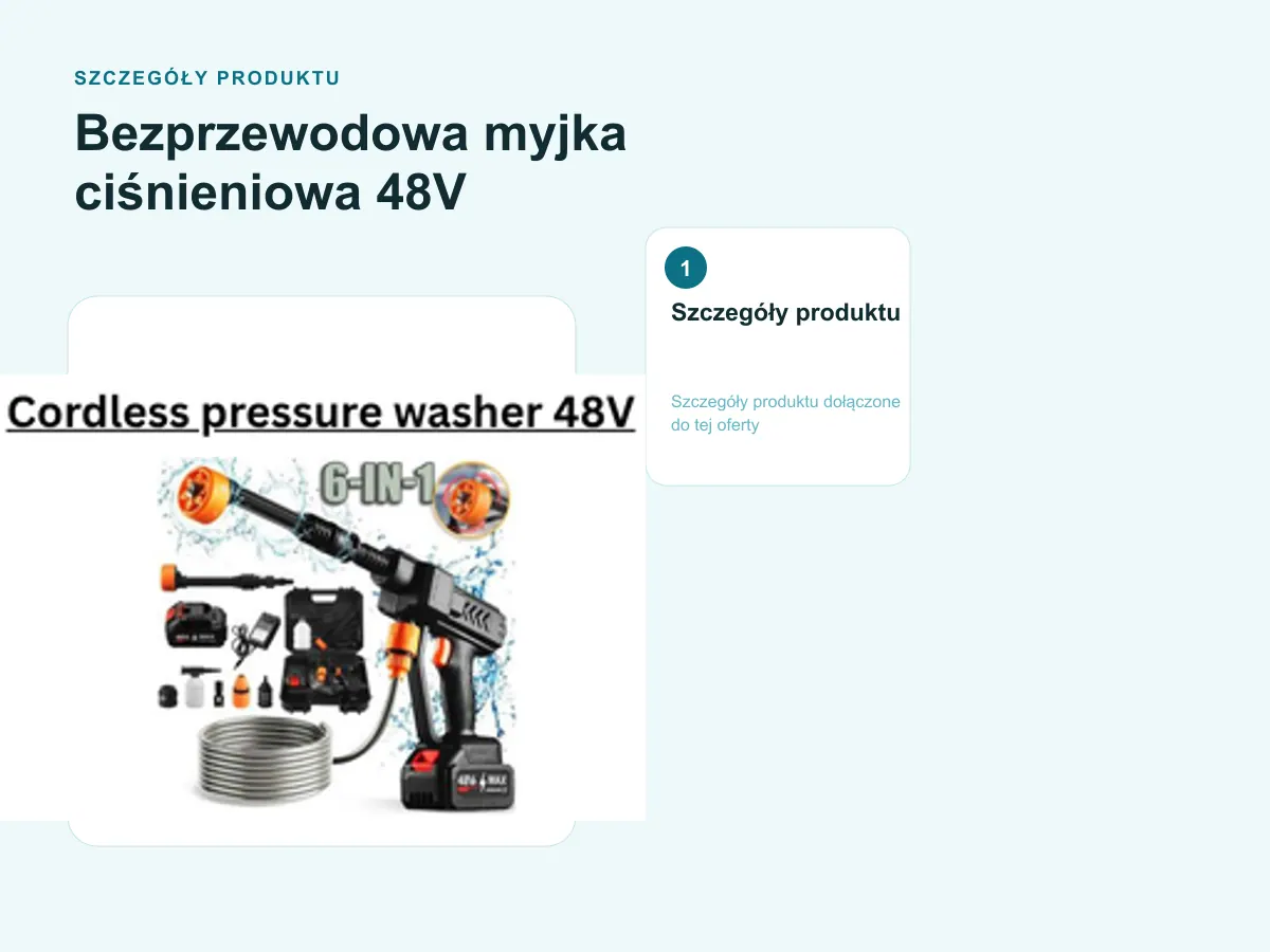 Szczegóły produktu: Bezprzewodowa myjka ciśnieniowa 48V