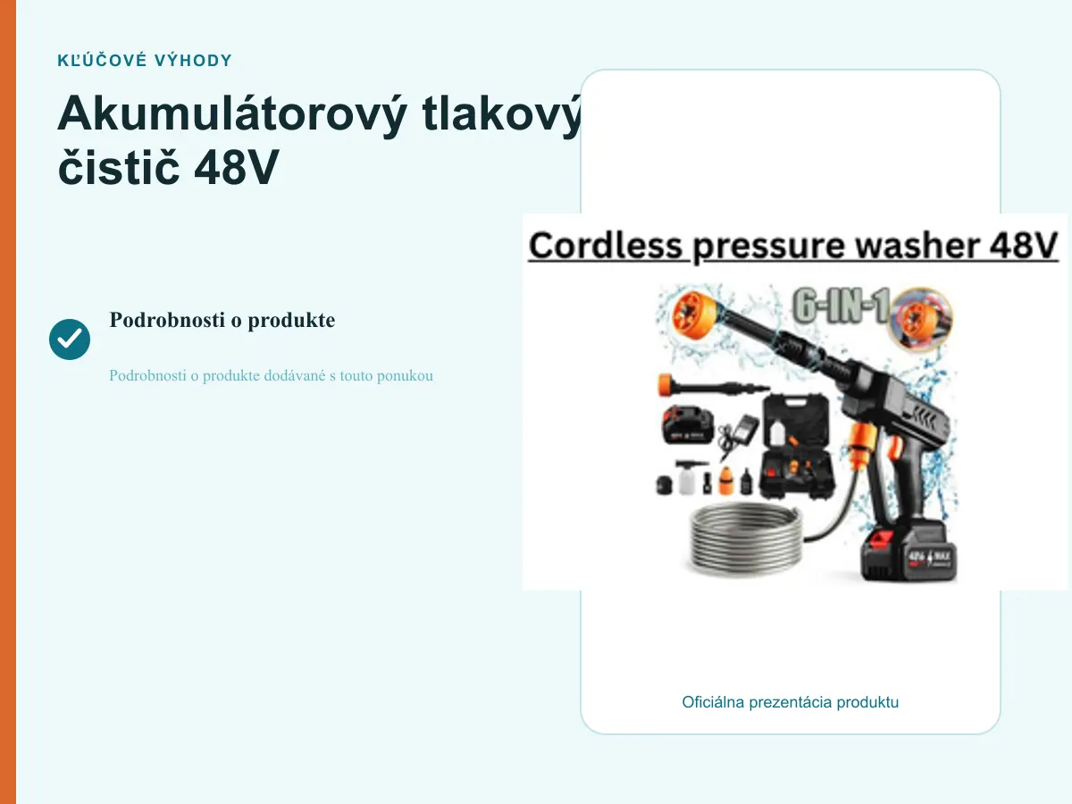 Kľúčové výhody: Akumulátorový tlakový čistič 48V