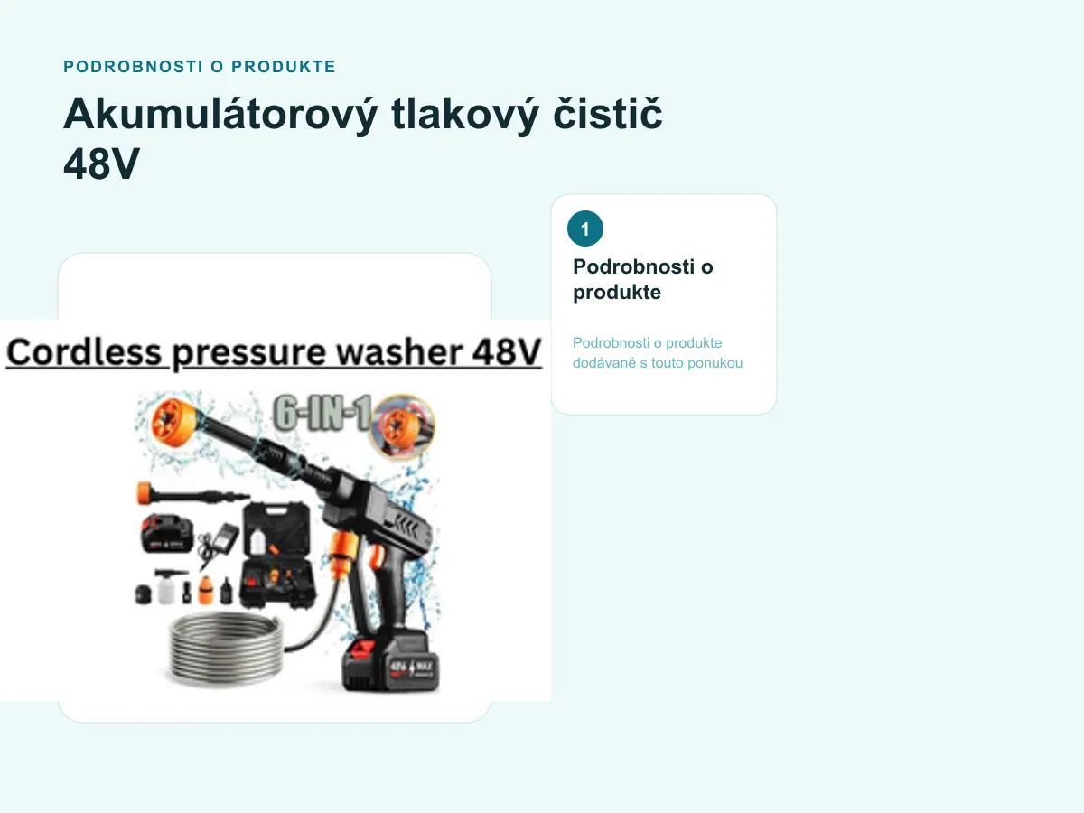 Podrobnosti o produkte: Akumulátorový tlakový čistič 48V