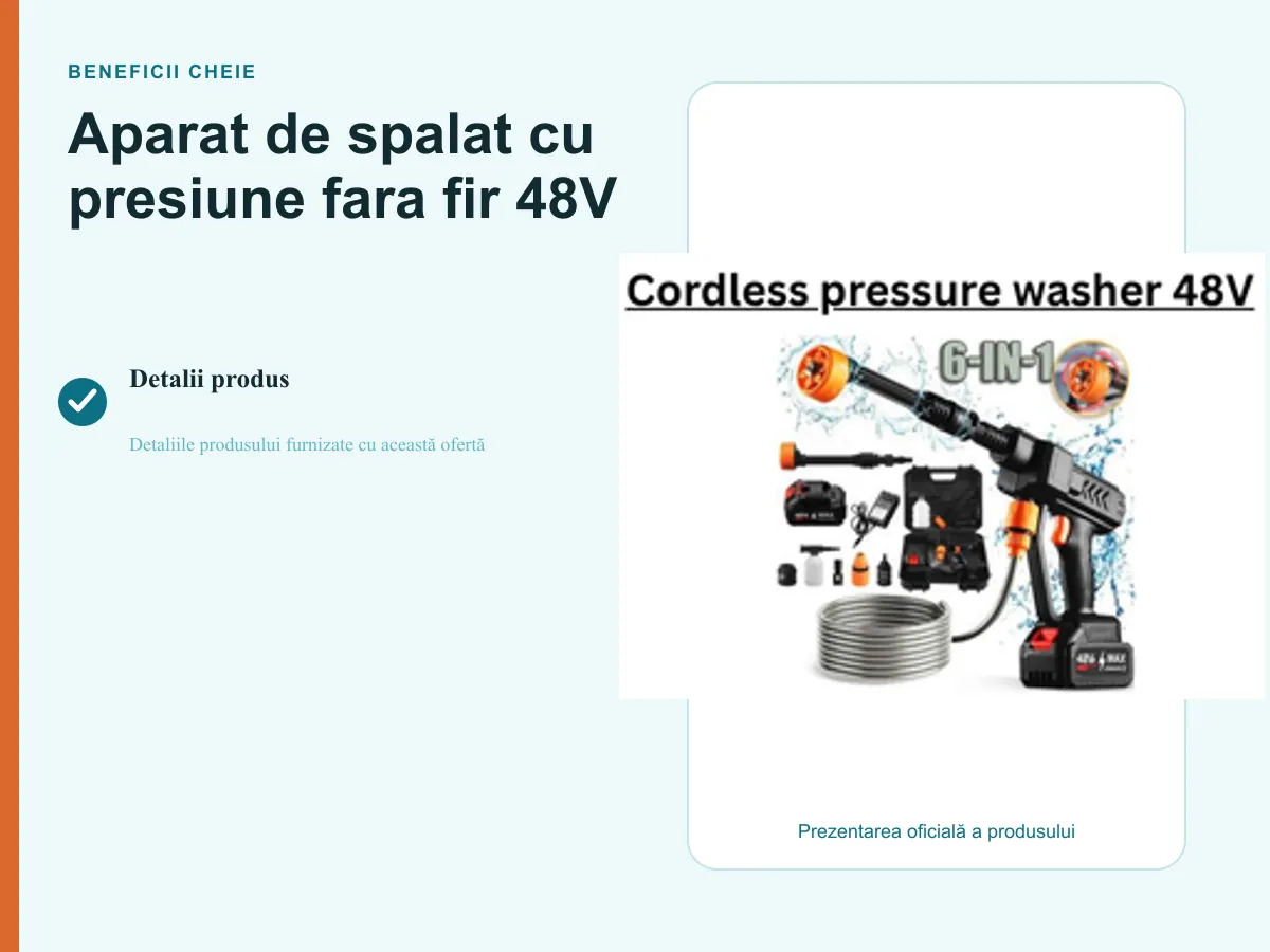 Beneficii cheie: Aparat de spalat cu presiune fara fir 48V