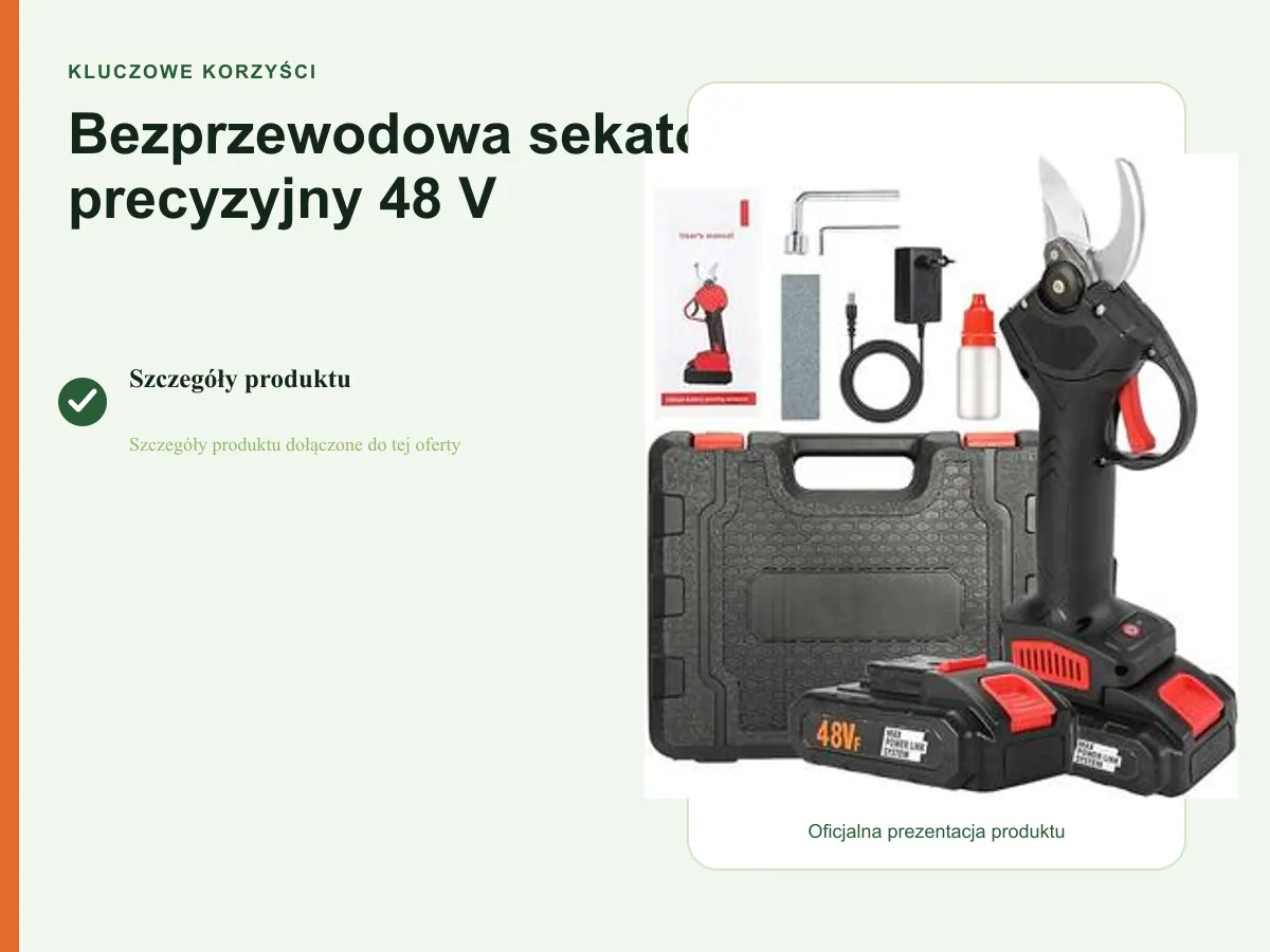 Kluczowe korzyści: Bezprzewodowa sekator precyzyjny 48 V