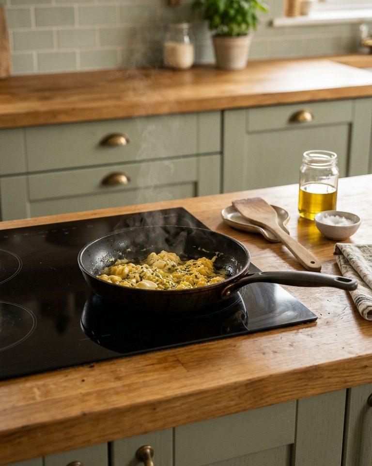 Customer photo: a Cozelia pan on an induction hob