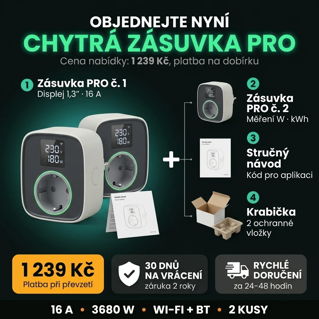 Nabídka: dvě chytré zásuvky PRO s displejem, platba při převzetí