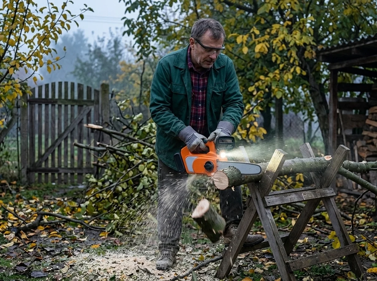 Vihar után ág a kapu előtt