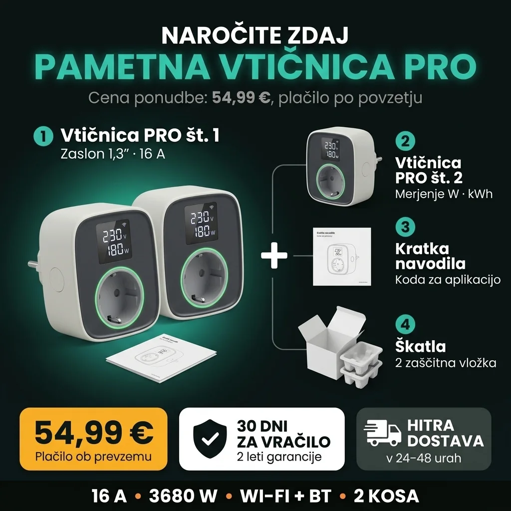 Ponudba: dve pametni vtičnici PRO z zaslonom, plačilo ob prevzemu