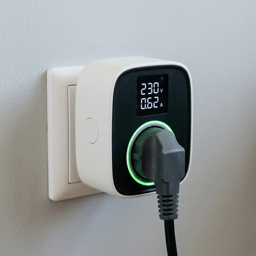 Displej zásuvky s údajmi 230 V, 0,62 A a 142 W