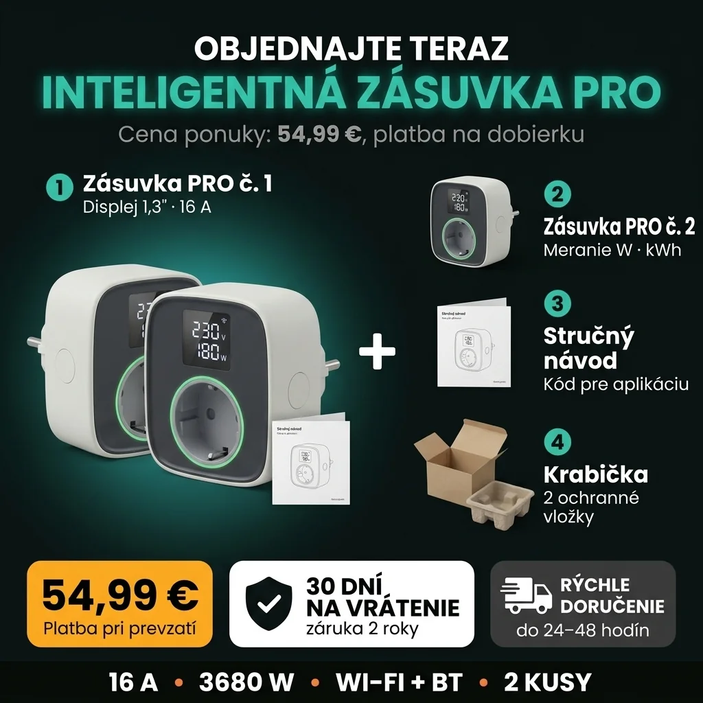 Ponuka: dve inteligentné zásuvky PRO s displejom, platba pri prevzatí