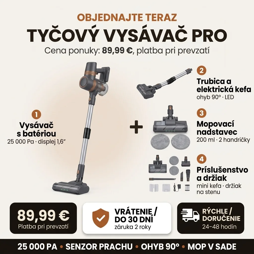 Ponuka Tyčový vysávač PRO: sada 11 kusov, 89,99 €, dobierka bez poplatku, vrátenie do 30 dní, doručenie do 24–48 hodín